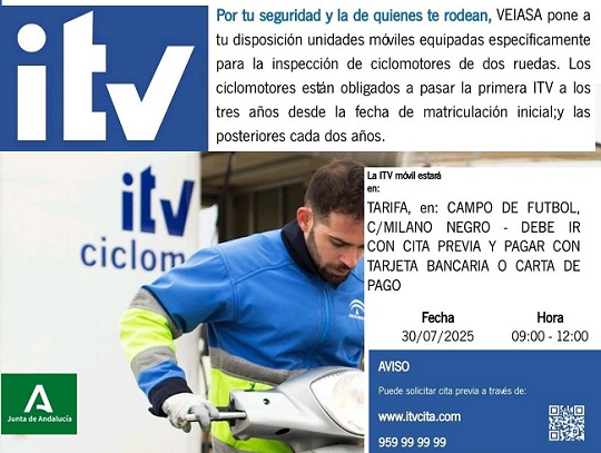 ITV MÓVIL PARA CICLOMOTORES EN TARIFA