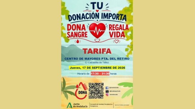 El Centro de Transfusión Tejidos y Células de Cádiz recala en Tarifa este jueves 17 de septiembre