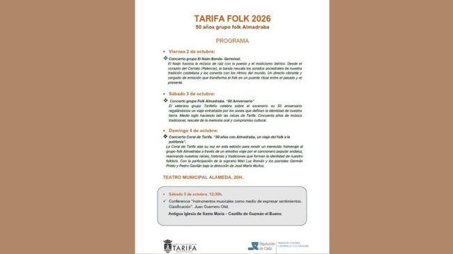Ya está todo listo para la siguiente cita con el Tarifa Folk 2026.