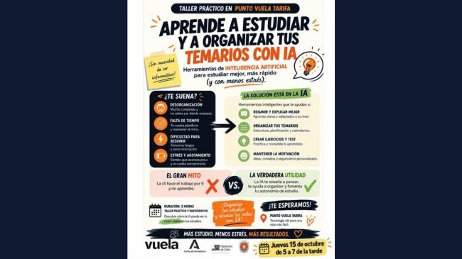 Es la cita con la IA para mañana jueves en la sede del Punto Vuela, a partir de las 17h.