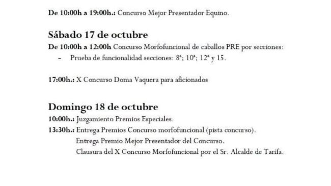 PROGRAMACIÓN FERIA DEL GANADO DE TARIFA 2026