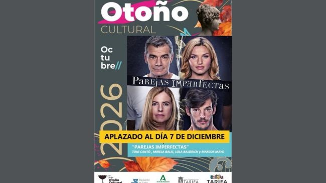 Por motivos ajenos a la organización, la función de teatro “PAREJAS IMPERFECTAS” se aplaza para el día 7 de diciembre.