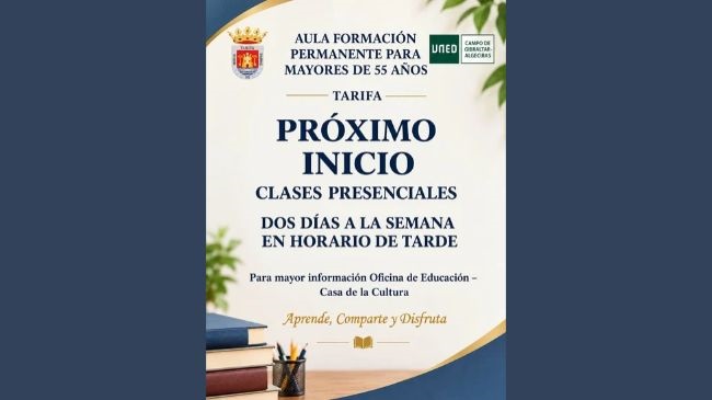 UNED Campo de Gibraltar-Algeciras y Ayuntamiento de Tarifa amplían las opciones de formación continua para los mayores de 55 años.